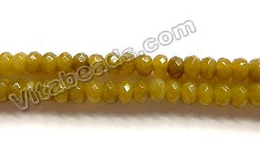 Olive Brown Jade  -  Small Faceted Rondel  15"