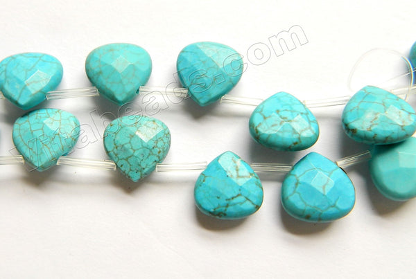 Blue Cracked Turquoise  -  Faceted Flat Briolette  15"