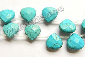 Blue Cracked Turquoise  -  Faceted Flat Briolette  15"