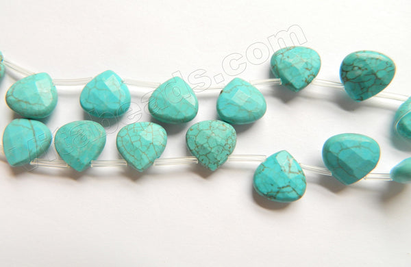 Blue Cracked Turquoise  -  Faceted Flat Briolette  15"