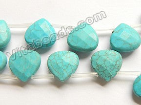 Blue Cracked Turquoise  -  Faceted Flat Briolette  15"