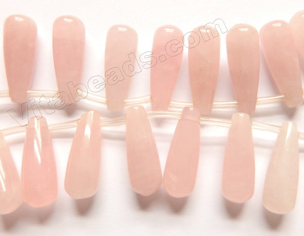 Rose Quartz  -  Smooth Long Teardrops Top Drilled 16"