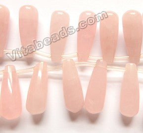 Rose Quartz  -  Smooth Long Teardrops Top Drilled 16"