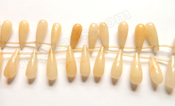 Honey Jade  -  Smooth Long Teardrops Top Drilled 16"