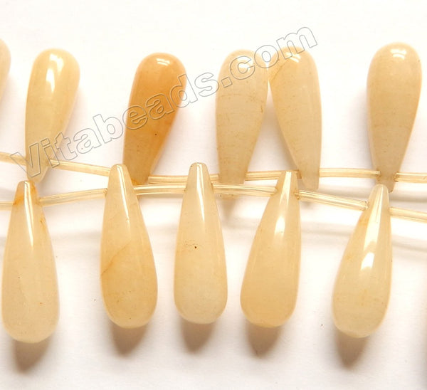 Honey Jade  -  Smooth Long Teardrops Top Drilled 16"