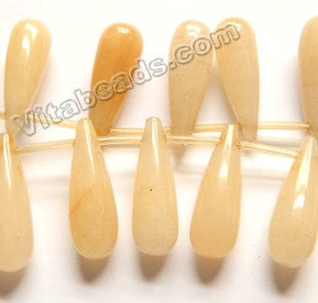 Honey Jade  -  Smooth Long Teardrops Top Drilled 16"