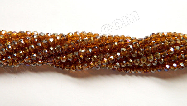 AB Coated Dark Amber Crystal Quartz  -  Small Faceted Rondel  20"