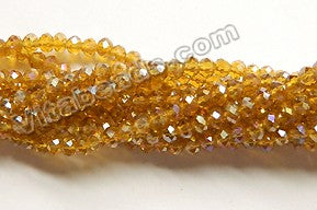 AB Coated Dark Amber Crystal Quartz  -  Small Faceted Rondel  16"