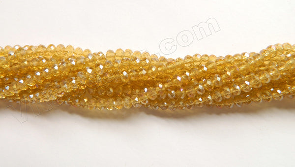 AB Coated Dark Yellow Champ. Crystal Quartz  -  Small Faceted Rondel  16"
