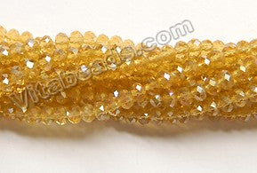 AB Coated Dark Yellow Champ. Crystal Quartz  -  Small Faceted Rondel  16"