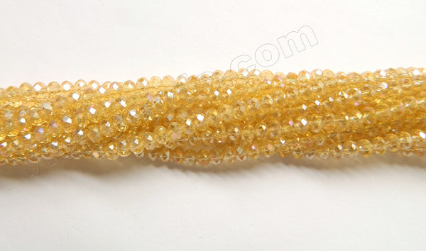 AB Coated Light Yellow Champ. Crystal Quartz  -  Small Faceted Rondel  16"