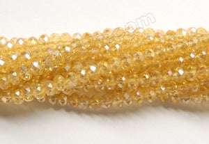 AB Coated Light Yellow Champ. Crystal Quartz  -  Small Faceted Rondel  16"