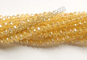 AB Coated Light Yellow Champ. Crystal Quartz  -  Small Faceted Rondel  16"