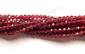 Garnet AAA  -  Small Faceted Round Beads  16"