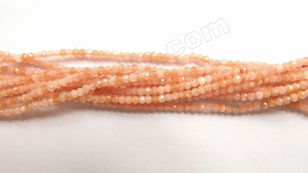 Pink Moonstone Natural A  -  Small Faceted Rondel  15"