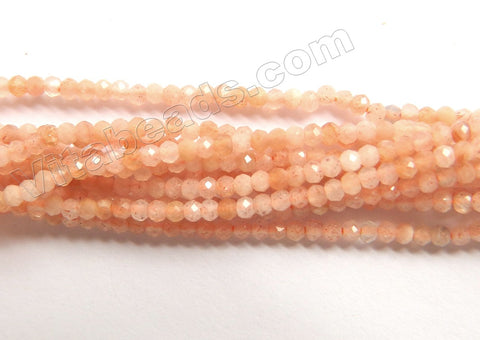 Pink Moonstone Natural A  -  Small Faceted Rondel  15"
