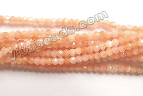 Pink Moonstone Natural A  -  Small Faceted Rondel  15"