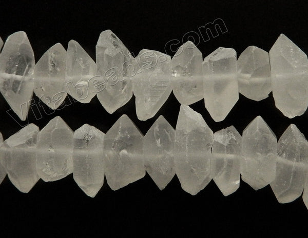Frosted Crystal Natural  -  Graduated Mid-drilled 6 Side Point Prisms  16"