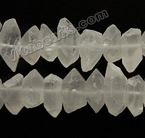 Frosted Crystal Natural  -  Graduated Mid-drilled 6 Side Point Prisms  16"