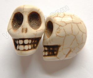 Ivory Crack Turquoise - Carved Skull Pendant