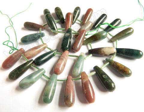 Fancy Jasper  -  Smooth Long Teardrops Top Drilled 16"