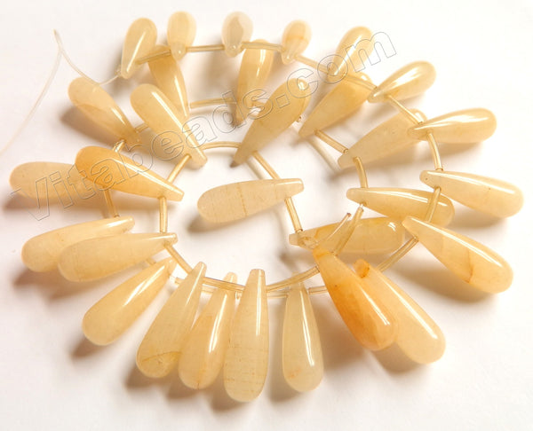 Honey Jade  -  Smooth Long Teardrops Top Drilled 16"