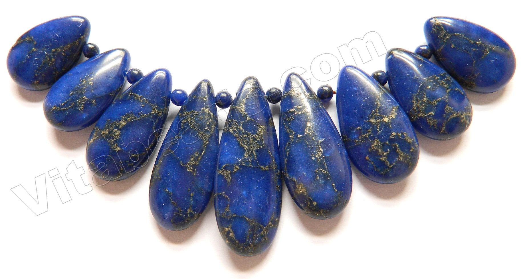 Lapis Prase Jasper   9-Pc Petal Set Pendant w/ Round Beads