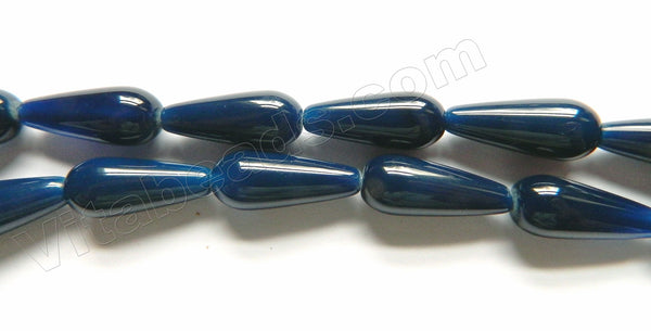 Dark Blue Agate  -  Smooth Long Drops  16"