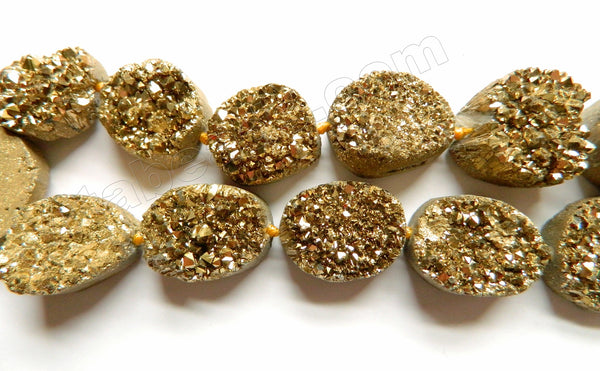 Gold Druzy Quartz  -  Oval Tumble  5pc