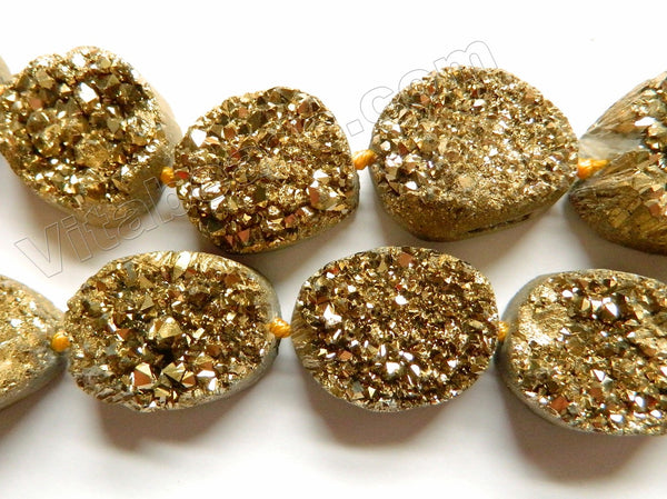 Gold Druzy Quartz  -  Oval Tumble  5pc