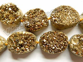 Gold Druzy Quartz  -  Oval Tumble  5pc