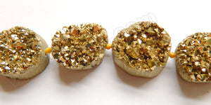 Gold Druzy Quartz  -  Oval Tumble  5pc