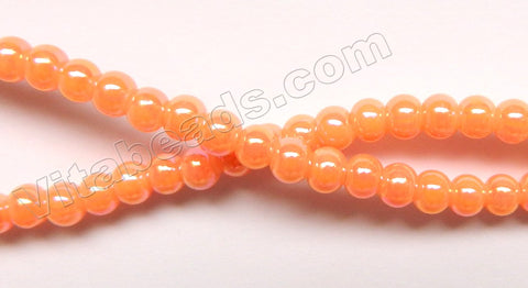AB Coated Yellow Peach Crystal Qtz  -  Smooth Round  15"