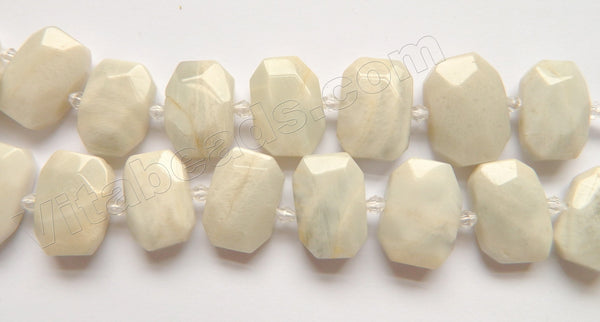 Moonstone Natural A  -  Center Drilled Faceted Rectangles w/ Spacer  16"