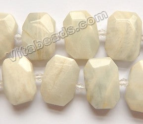 Moonstone Natural A  -  Center Drilled Faceted Rectangles w/ Spacer  16"