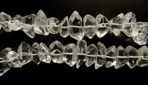 Clear Crystal Natural AA  -  Center Drilled 6 Side Point Prisms  16"