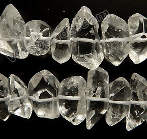 Clear Crystal Natural AA  -  Center Drilled 6 Side Point Prisms  16"