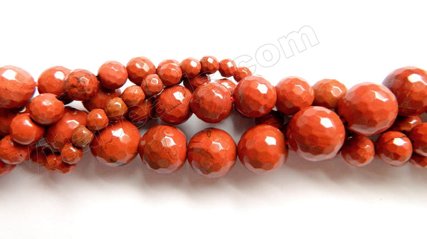 Red Jasper AA  -  Faceted Round Beads  15.5"