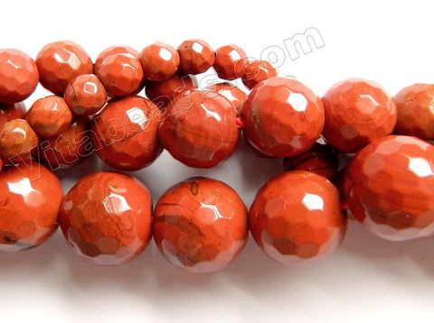 Red Jasper AA  -  Faceted Round Beads  15.5"