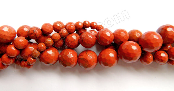 Red Jasper AA  -  Faceted Round Beads  15.5"