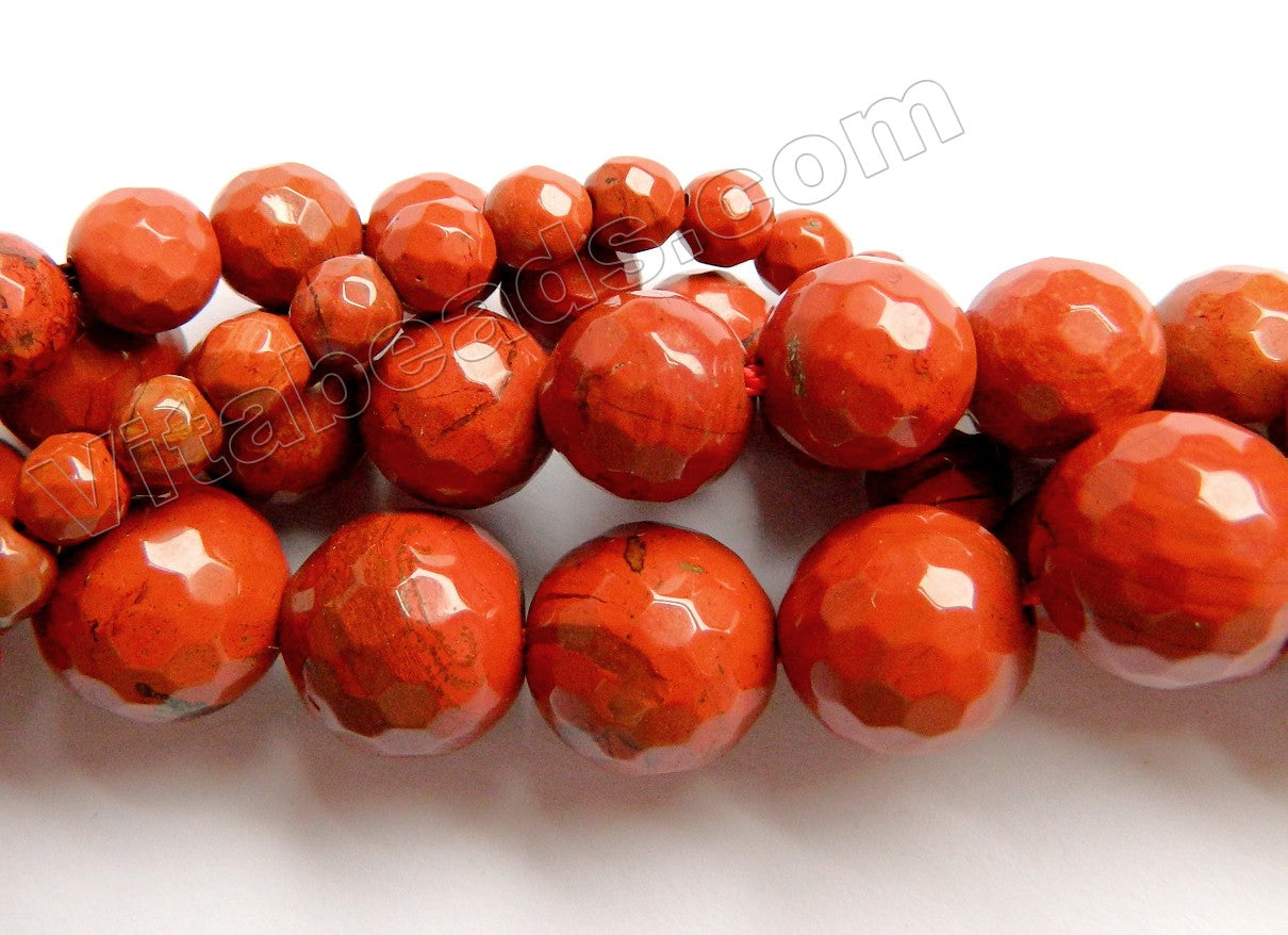 Red Jasper AA  -  Faceted Round Beads  15.5"