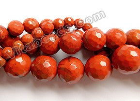 Red Jasper AA  -  Faceted Round Beads  15.5"