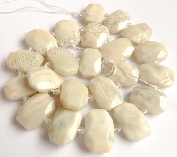 Moonstone Natural A  -  Center Drilled Faceted Rectangles w/ Spacer  16"