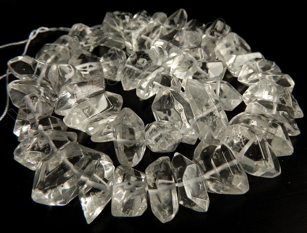 Clear Crystal Natural AA  -  Center Drilled 6 Side Point Prisms  16"