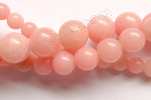 Pink Opal Solid AA  -  Smooth Round Beads  15"