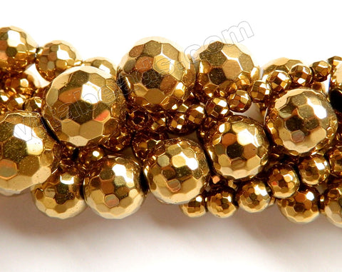 Gold Hematite  -  Faceted Round 16"