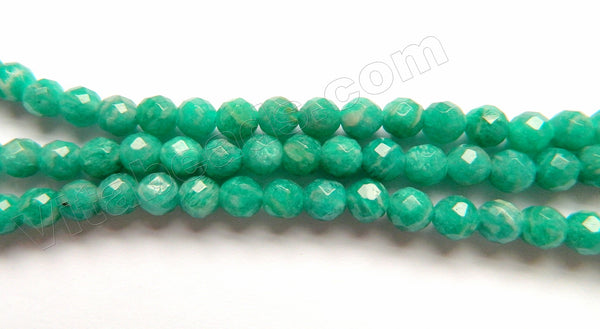 Russia Amazonite AAA  -  Faceted Round Beads  16"