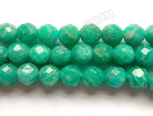 Russia Amazonite AAA  -  Faceted Round Beads  16"