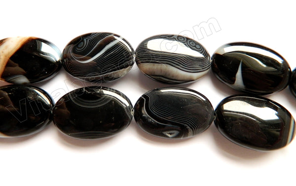 Black Sardonix Agate AA  -   Puff Ovals  16"