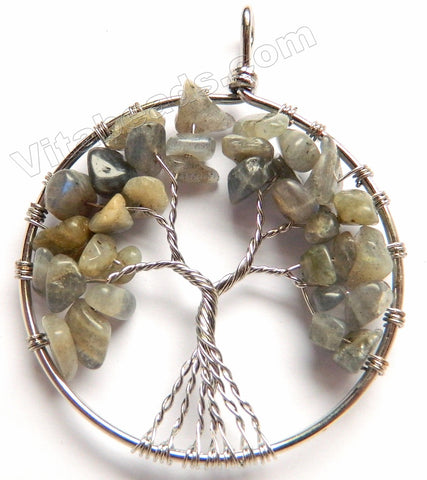 Labradorite - Round Tree Pendant - B